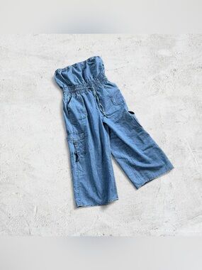 Blush Blue Denim Strapless Jumpsuit